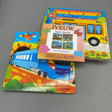 JVEUW Wooden Jigsaw Puzzles for Kids - 4-Piece Set, Airplane, Train, High-Speed Rail, Bus Cartoon Designs, Size 15x15x0.6cm, Age 3-6 Years
