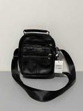 DEERC Leather Bag, 8-Inch Capacity, Genuine Cowhide Leather, Black, 25×20×9cm Shoulder Bag, Ideal for Daily Use, Compact and Stylish Design