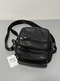 DEERC Leather Bag, 8-Inch Capacity, Genuine Cowhide Leather, Black, 25×20×9cm Shoulder Bag, Ideal for Daily Use, Compact and Stylish Design