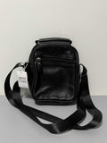 DEERC Leather Bag, 8-Inch Capacity, Genuine Cowhide Leather, Black, 25×20×9cm Shoulder Bag, Ideal for Daily Use, Compact and Stylish Design