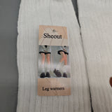 Sheout Leg Warmers for Women, 40cm White Knit Stretch Leg Sleeves, 91% Polyester Soft Fabric, Comfortable & Warm Dance Boot Covers for Fall and Winter