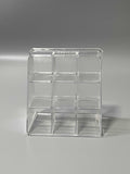 Scottex Lipstick Holder, 9-Compartment Acrylic Organizer, 9.5×9.5×6.5cm, Smooth Edges, 2.6cm Slots for Lipstick Storage