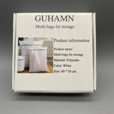GUHAMN Mesh bags for storage, 60x50cm, White Polyester Material, Breathable, Durable, Perfect for Organizing Clothes, Toys, and Laundry
