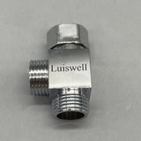 Luiswell Metal Fittings for Pipes, Pure Copper Body with Electroplated Finish, 1/2 Inch Thread, Silver, Three-Way Diverter Valve