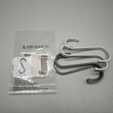 KAROGOGH Metal Hooks – 2.8*7.4cm – Set of 4 – Space Aluminum – Black/Silver – Multi-Use for Kitchen, Bathroom, Living Room, and More
