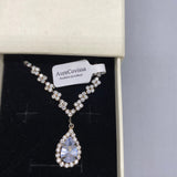AureCovissa Necklaces [jewellery], Statement Design with Large Rhinestone Center Surrounded by Smaller Rhinestones