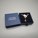 FORASIGN Necklaces [jewellery], 32cm Elegant Jewelry with Red Gemstone Surrounded by White Crystals, Dainty Rhinestone Chain for Women