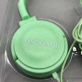 QNQOAQB Noise Cancelling Headphones, Green Over-Ear Design with Protein Ear Cushions, 3.5mm Plug, 1.2m Cable