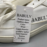 BABULV Outdoor Shoes – White Synthetic Leather Upper, Durable Rubber Sole, Comfortable Hiking Sneakers, US Sizes Available