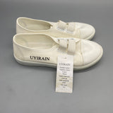 UYIRAIN Outdoor Shoes – White Canvas Upper, PVC Sole, Durable and Comfortable, US Size 5.5