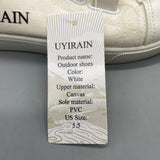 UYIRAIN Outdoor Shoes – White Canvas Upper, PVC Sole, Durable and Comfortable, US Size 5.5