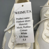 WEIMUTA Outdoor Shoes – Breathable Mesh Upper, Durable Rubber Sole, White, Size 5.5 for All-Day Comfort