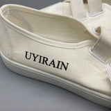 UYIRAIN Outdoor Shoes – White Canvas Upper, PVC Sole, Durable and Comfortable, US Size 5.5