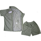 AllureFusion Pajamas - Soft Cotton Fabric, Breathable Green Stripe & Lightweight Comfort Short Sleeve Sleepwear Set for Home Lounging, Summer Nights & Relaxing Weekends; Perfect for Modern Women, Teens & Students; Green Stripe, Size S