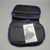 ROROUP Pannier bags for bicycles – Carbon Fiber PU, 16×20×1.3cm, Durable Bike Saddle Bag, Black/Blue, Lightweight & Compact Storage