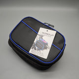 ROROUP Pannier bags for bicycles – Carbon Fiber PU, 16×20×1.3cm, Durable Bike Saddle Bag, Black/Blue, Lightweight & Compact Storage