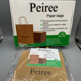 Peiree Paper Bags, 130g Kraft Material, 9.8x9.2x5.3 Inches, Eco-Friendly and Durable, Pack of 10 for Gift Wrapping and Daily Use