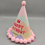 Zeioiov Birthday Party Hat – Pink 1 Piece, 16x16x19cm Cone Hat with "Happy Birthday" Text, Kids' Party Favor & Celebration Decoration