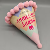 Zeioiov Birthday Party Hat – Pink 1 Piece, 16x16x19cm Cone Hat with "Happy Birthday" Text, Kids' Party Favor & Celebration Decoration