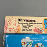 Ithryganos Personalized Paper Place Mats – 25 Pack, 32x32cm, Birthday Cartoon Train Theme, Fun and Customizable Party Tableware