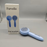 Furvello Pet Brush for Dogs & Cats – Stainless Steel Deshedding Tool, Gentle & Effective Grooming, ABS & HTPE Handle, 7"x1.8"x2.9", Blue
