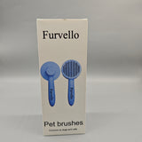 Furvello Pet Brush for Dogs & Cats – Stainless Steel Deshedding Tool, Gentle & Effective Grooming, ABS & HTPE Handle, 7"x1.8"x2.9", Blue