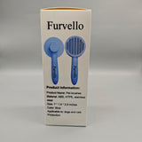 Furvello Pet Brush for Dogs & Cats – Stainless Steel Deshedding Tool, Gentle & Effective Grooming, ABS & HTPE Handle, 7"x1.8"x2.9", Blue