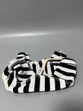 CalmCascade Pet Clothing for Small Dogs, Black and White Striped Design, Comfortable Bordered Outfit for Puppies