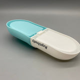 Reptibudy Pet Feeding Dishes, Easy-to-Clean Detachable Design, 25×10×5cm, PP Material, Blue & White, Lightweight 100g