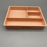 DCT:Koiows Plastic Bins, 3-Compartment Design, 15.5x3.4x20cm, Pink, for Office, Dorm & Bedroom Organization, Perfect for Stationery & Keys