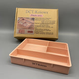 DCT:Koiows Plastic Bins, 3-Compartment Design, 15.5x3.4x20cm, Pink, for Office, Dorm & Bedroom Organization, Perfect for Stationery & Keys