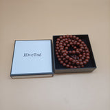 JDveTnd Prayer Beads, Handcrafted 108 Beads Bracelet with Purple Sandalwood and Rosewood Inlay, Titanium Steel Material