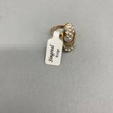 Singreal Rings, 925 Silver with Zirconia, Three-Stone Head and Ten-Stone Tail, Gold-Plated