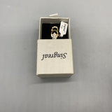 Singreal Rings, 925 Silver with Zirconia, Three-Stone Head and Ten-Stone Tail, Gold-Plated