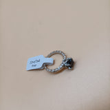 JDveTnd Rings, Black Elegant Water Drill Inlay with Adjustable Clasp Design and Titanium Steel Material