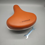 ROROUP Bicycle Saddle – Brown Comfort Seat with Shock-Absorbing Springs, PU Leather, High-Density Foam, 730g, 24×21cm