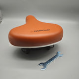 ROROUP Bicycle Saddle – Brown Comfort Seat with Shock-Absorbing Springs, PU Leather, High-Density Foam, 730g, 24×21cm