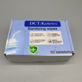DCT:Koiows Sanitizing Wipes, 75% Alcohol, 99.9% Disinfection, Large Size, 50 Individually Wrapped Cotton Wipes, High Absorbency, Travel & Home Use