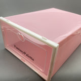 FantasyPalette Shoe Boxes for Storage Made of Plastic - 30×21×12.5cm, Pink, Flip-Top, Transparent, Foldable, Detachable, Double Buckle Design, Rounded Edges