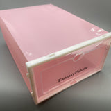 FantasyPalette Shoe Boxes for Storage Made of Plastic - 30×21×12.5cm, Pink, Flip-Top, Transparent, Foldable, Detachable, Double Buckle Design, Rounded Edges