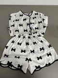 CaiYiEr Sleep Wear Women's Satin Sleepwear Short Sleeve Button Shirt and Shorts Pajama Set Silky