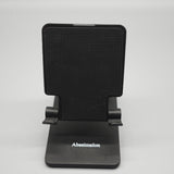 Abseimelon Smartphone Mount, Adjustable Folding Desk Stand, Anti-Slip Silicone Pad, 129-170mm Height, Universal ABS+Silicone Holder, Black