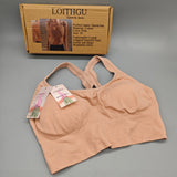 LOITHGU Sports Bra - Fashionable U-Neck Design, Breathable Cotton Fabric, Pink, Size M
