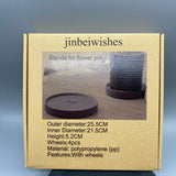 jinbeiwishes Stands for flower pots, 25.5cm Outer Diameter, 21.5cm Inner Diameter, 5.2cm Height, 4 PP Wheels, Durable Polypropylene Material