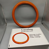 LucaSng Leather Steering Wheel Cover – 37×2cm, Universal Fit, Orange, Durable & Comfortable Grip, Anti-Slip Design