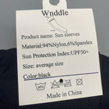 Wnddle Sun Sleeves, UPF 50+ Protection, Black Color, 94% Nylon & 6% Spandex, One Size Fits Most