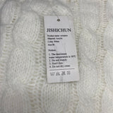 JISHICHUN Sweater, White, Size M – Soft, Warm, and Stylish Pullover for Casual and Everyday Wear
