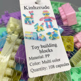 Kinhzrude Toy Building Blocks, 108 Pieces, Multi-Color, Made from Durable PP Material