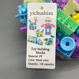 yichushisu Toy Construction Blocks, 108-Piece Multicolor PP Material Building Set, Creative & Educational Toy for Kids
