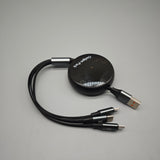 Gadget-Park USB Cables – 100W Fast Charging, Retractable, 3-in-1 for iPhone/Micro USB/Type-C, 100cm, Durable ABS & Aluminum Alloy